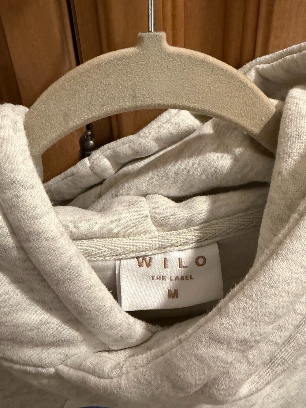 Sporty Graphic Hoodie - Light Gray with Blue Lettering - Picture 5 of 6